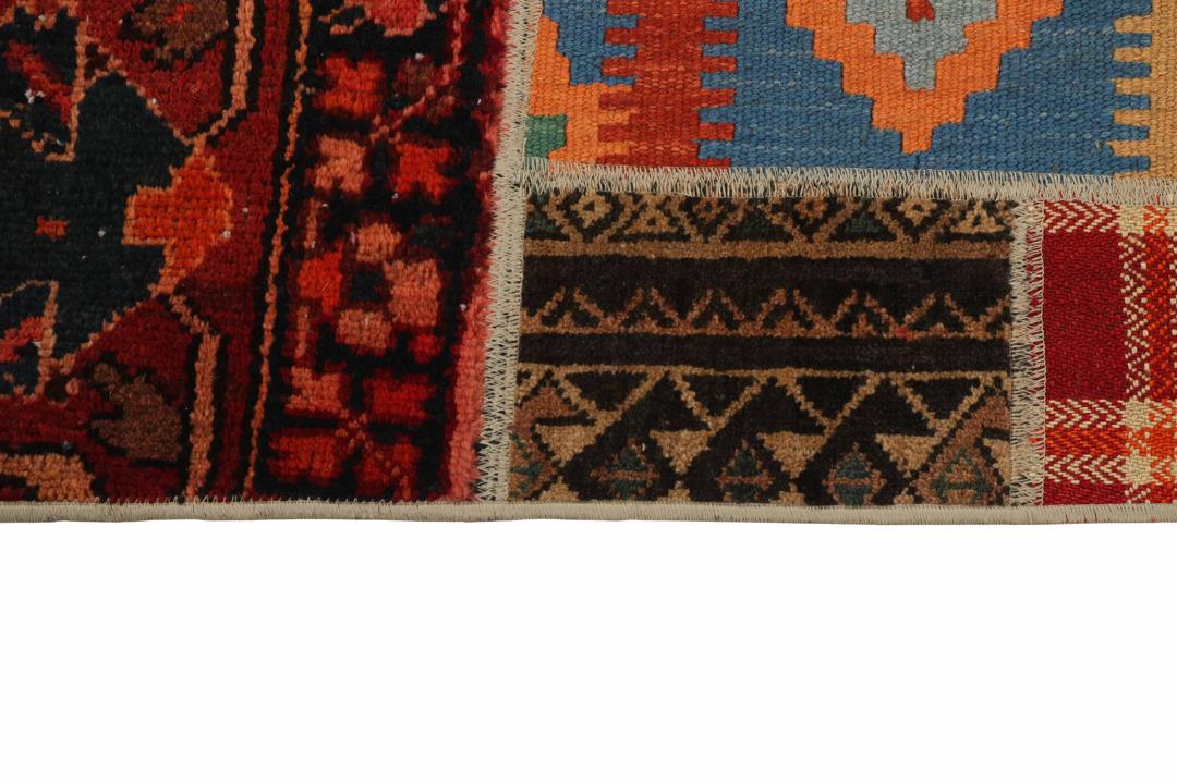Handgemaakt Midden-Oosters kelims patchwork vloerkleed loper in multikleur