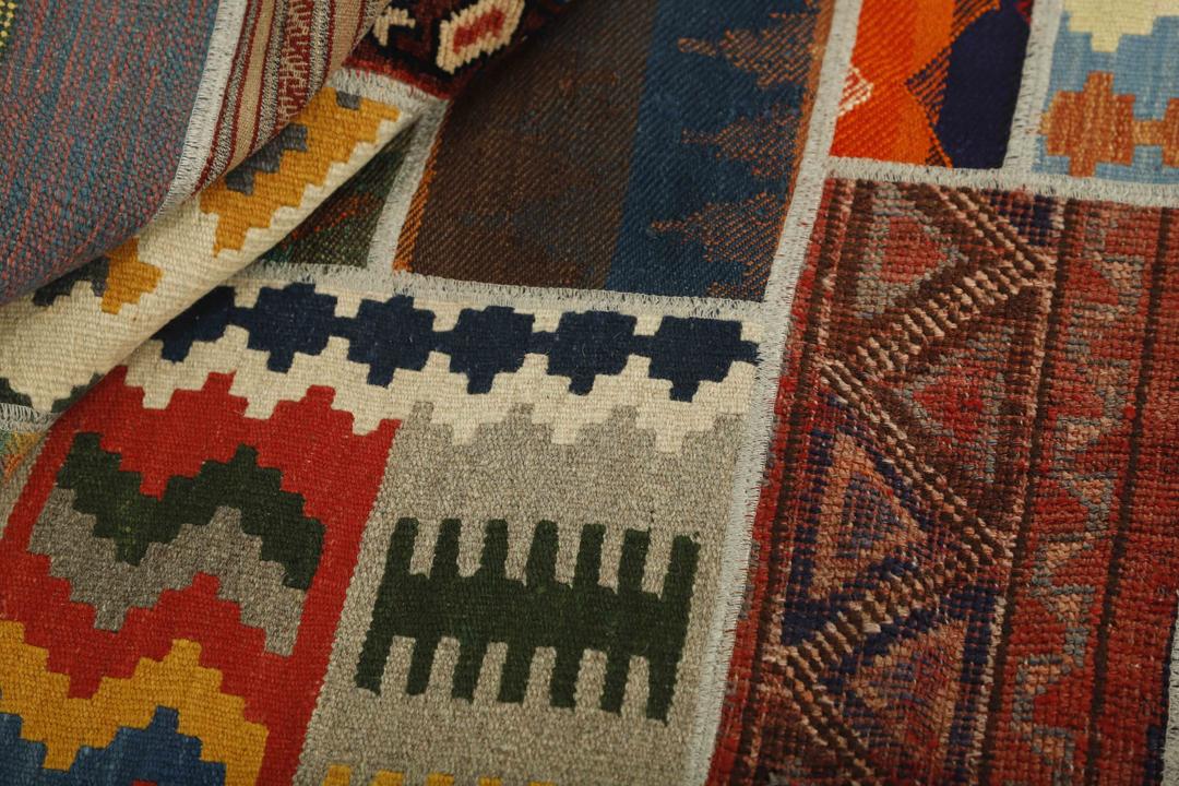 Kelim Patchwork vloerkleed uit het Midden-Oosten in multicolor