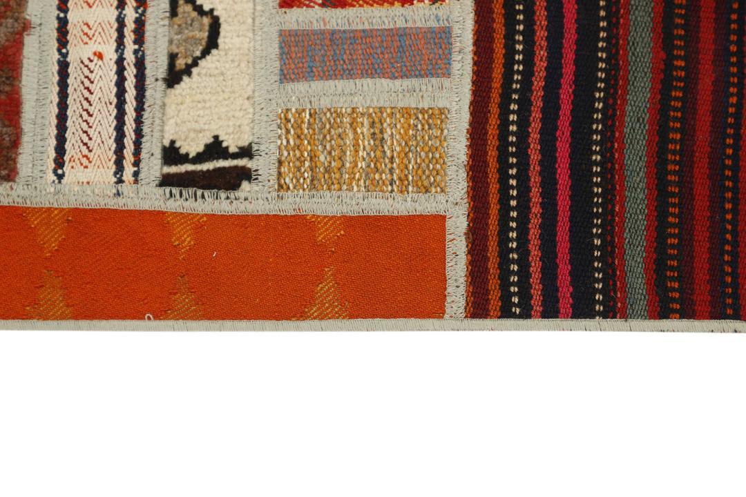 Handmade multicolor Kelim patchwork rug from the Middle East