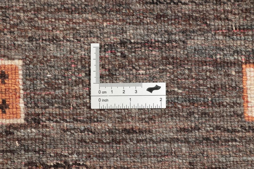 Tapis en laine Loribaft Fine noué à la main originaire de Perse en orange et gris foncé