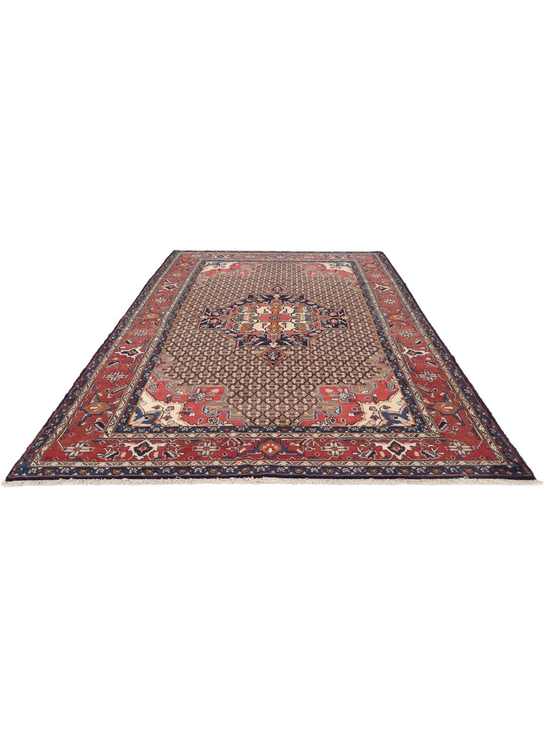 Handgeknoopt Koliai-tapijt uit het Midden-Oosten met een rood en blauw kleurenpalet