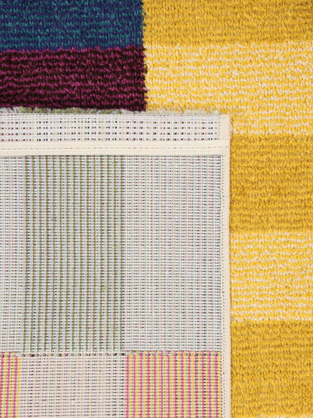 Multicolor loper met geometrische blokstrepen