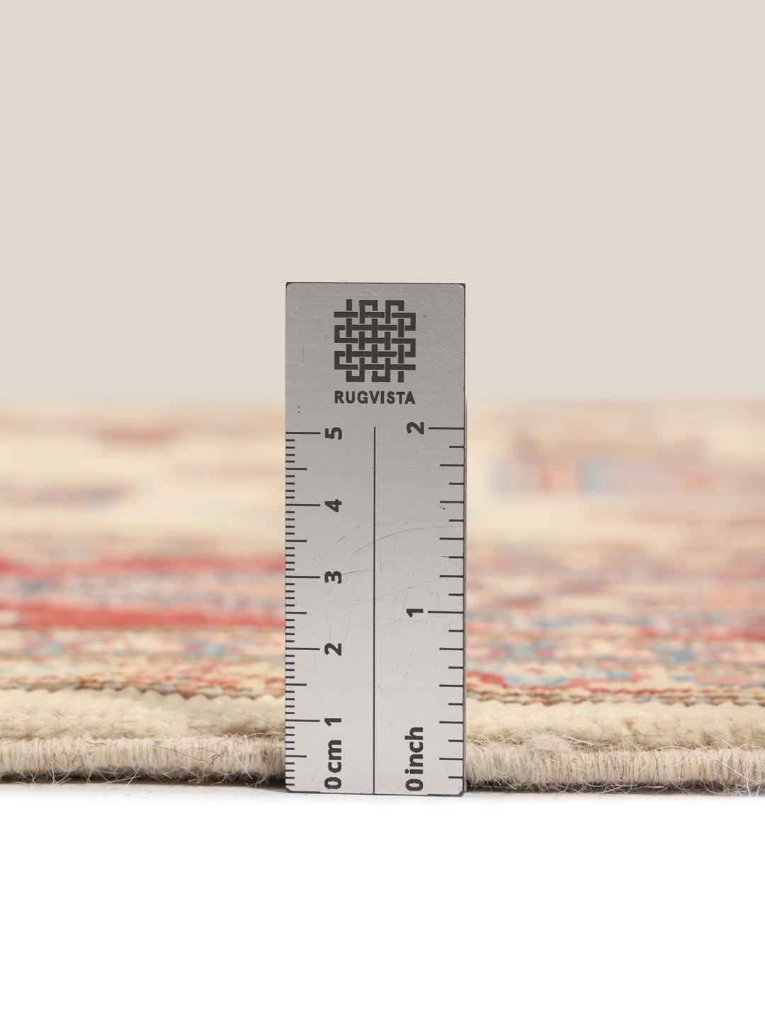 Tapis Kazak afghan noué à la main avec motifs géométriques en beige et rouge