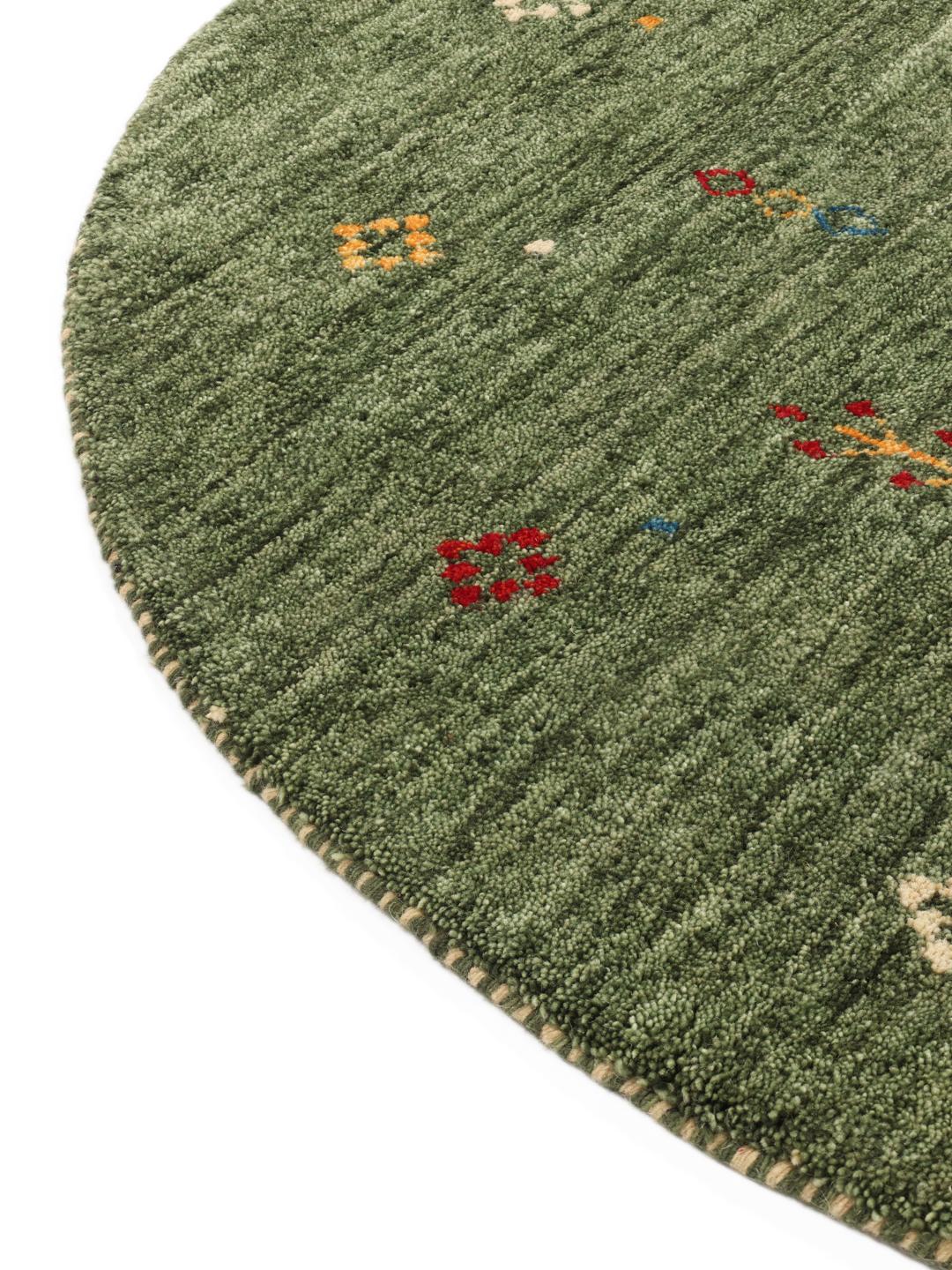 Rugvista premium - Gabbeh Giza - Forest Green, Round Ø 150 cm Wool Rug ...