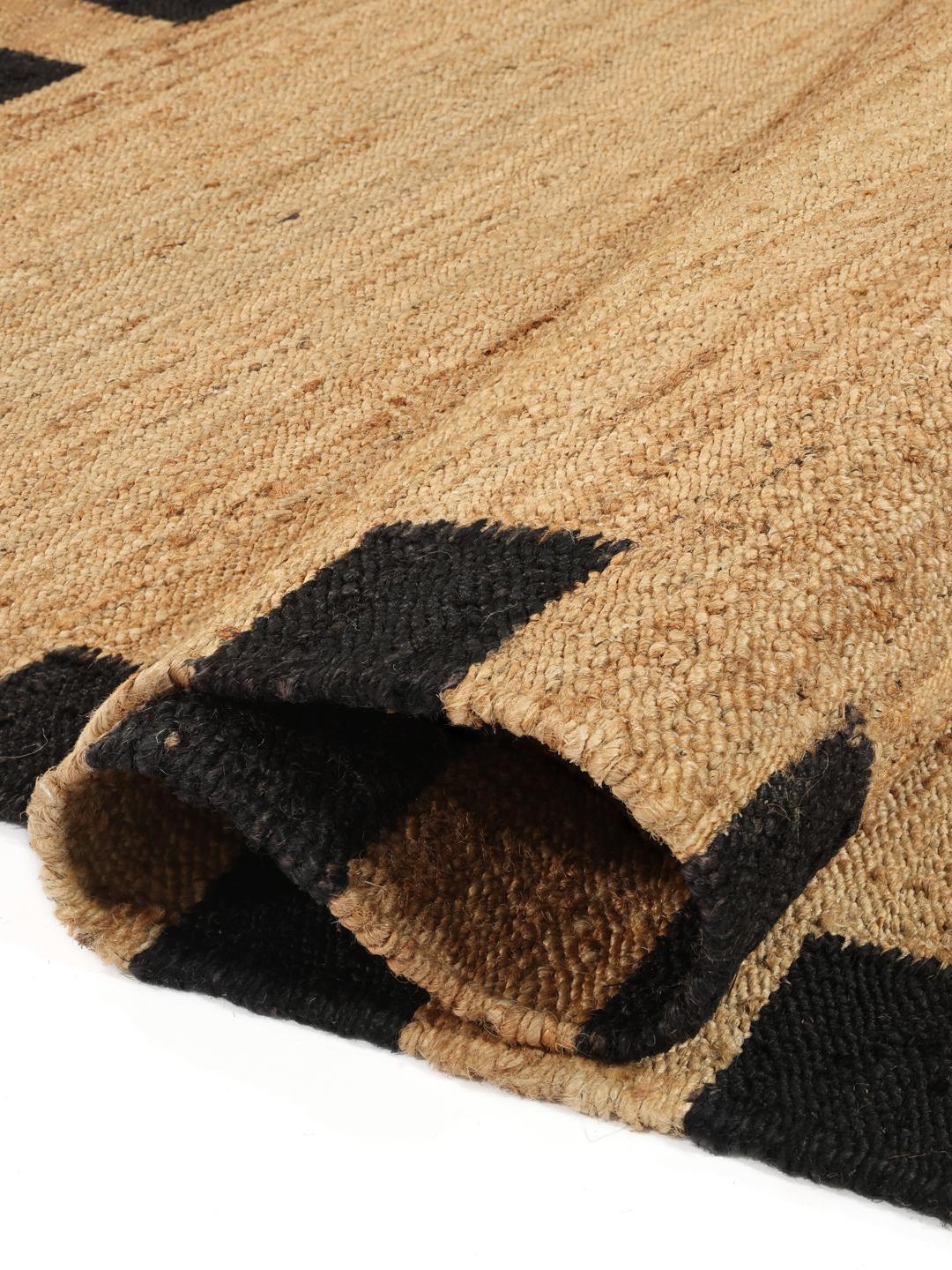 Rugvista core - Chess Frame Jute - Light Brown / Black, Runner 80 x 200 ...