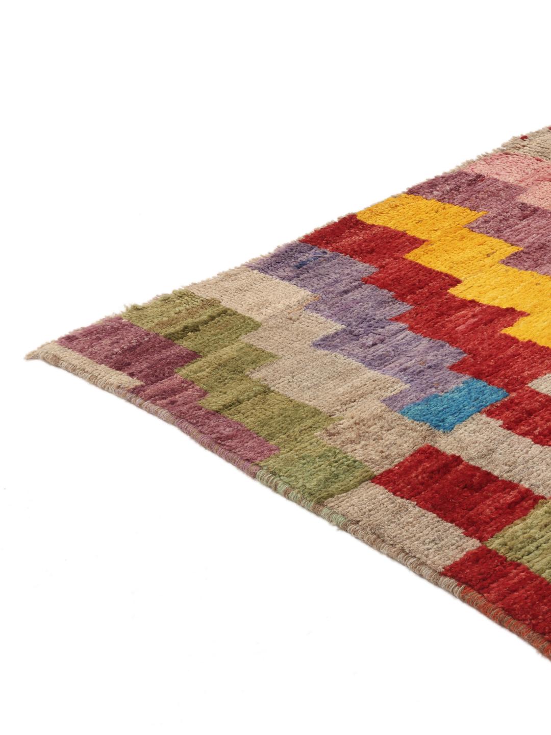 Handgemaakt Berber Colourful tapijt uit Afghanistan in meerkleurige tinten