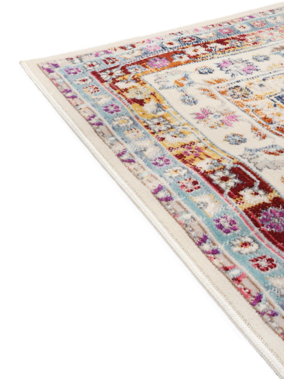 Multicolor tapijt met een klassiek medaillonpatroon