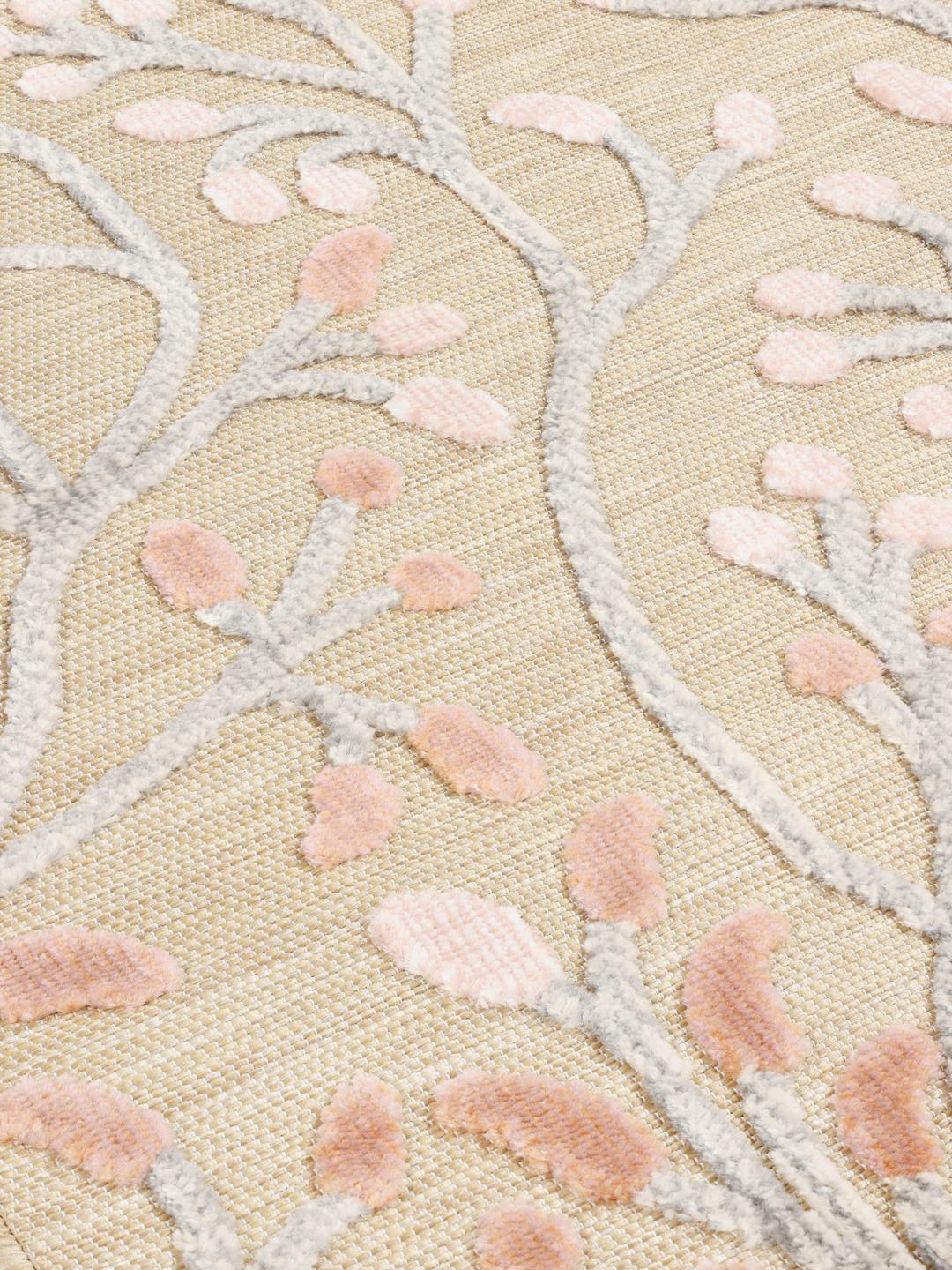 Beige en roze bloemige loper