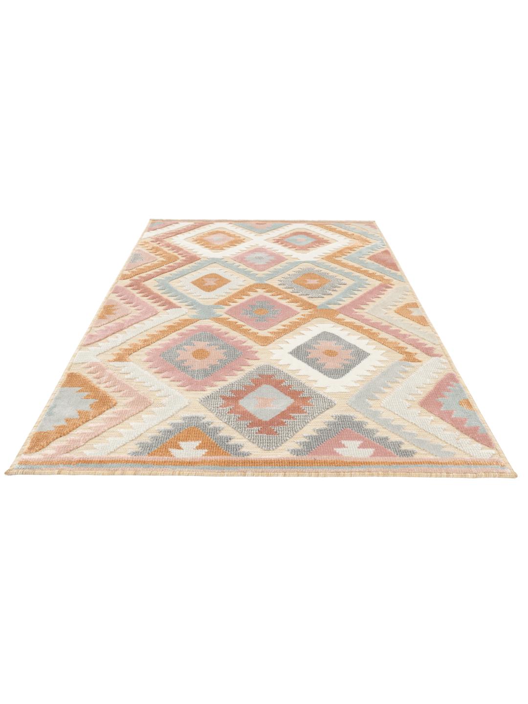 Multicolor tapijt met hoog en laagpolige textuur