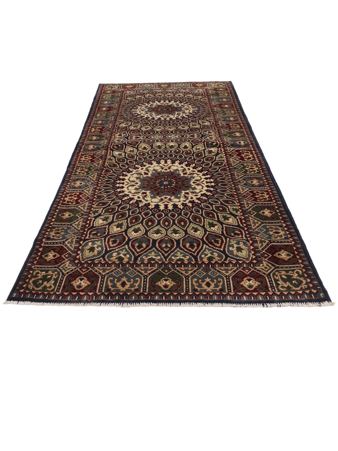 Hand-knotted Kunduz runner from Afghanistan in multicolor