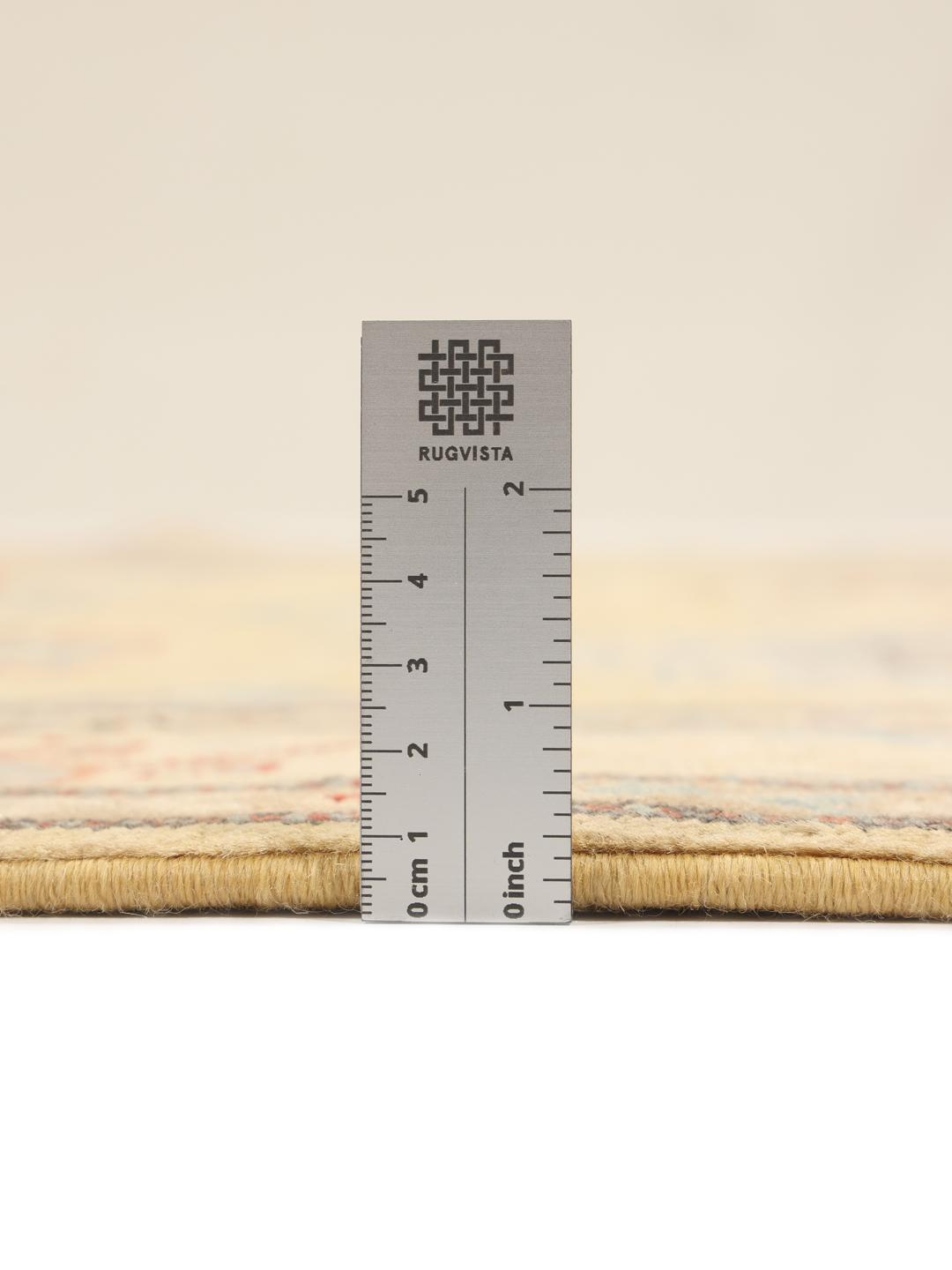 Handgeknoopt Afghaans Kazak-tapijt met beige veld en geometrische motieven