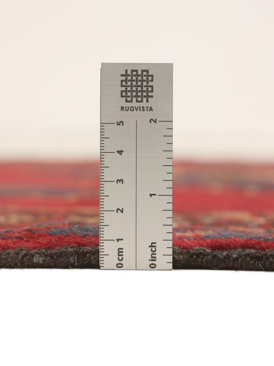 Håndknyttet afghansk Beluch-løber i mørkerødt med geometriske motiver