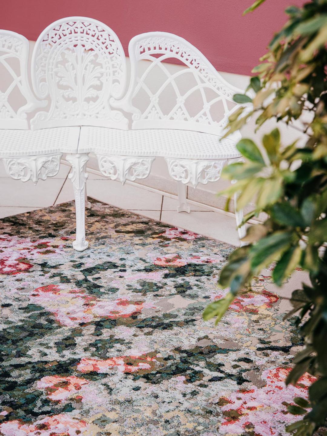 Pink rug with a mottled pattern