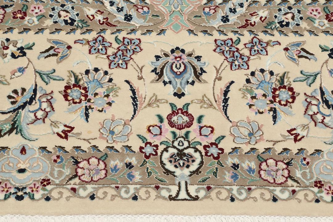 Hand-knotted Nain 9La Sherkat Farsh wool rug in beige and blue