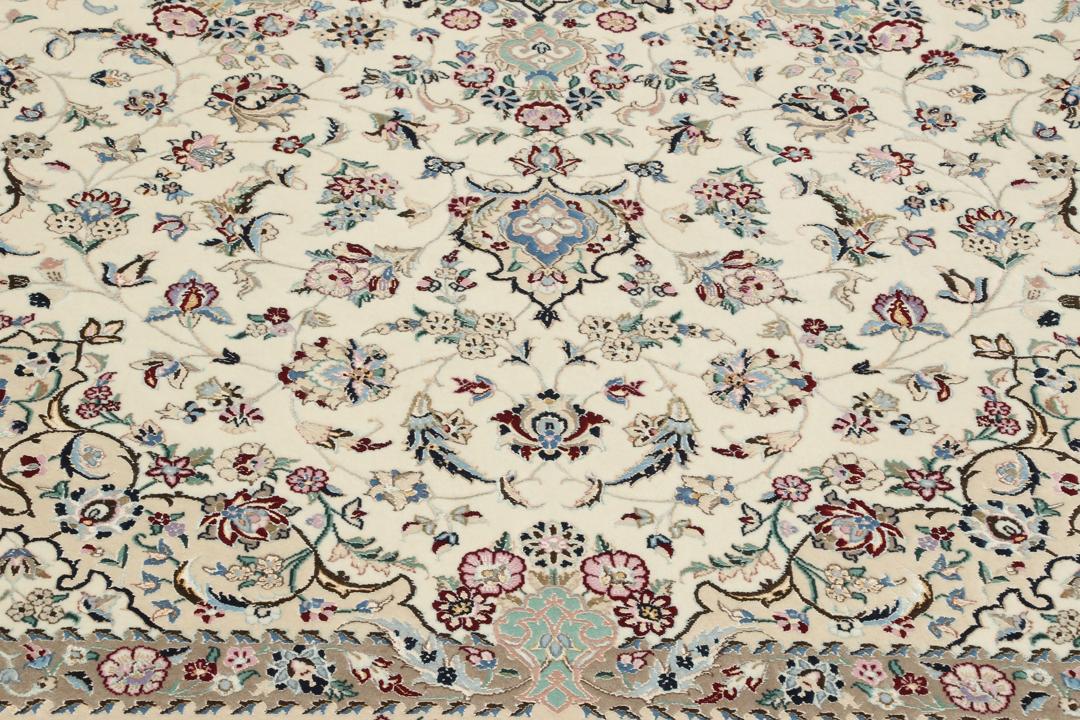 Hand-knotted Nain 9La Sherkat Farsh wool rug in beige and blue