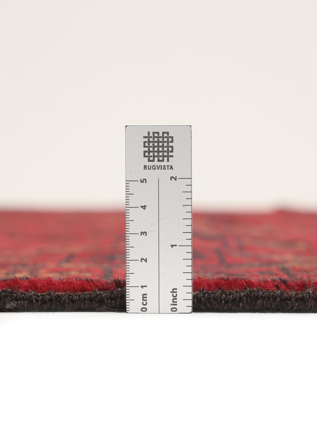 Handgeknoopte Afghaanse loper in rood met geometrische motieven
