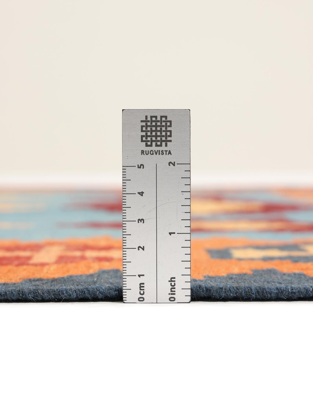 Handgeweven veelkleurig kelim-kleed uit het Midden-Oosten met geometrische motieven