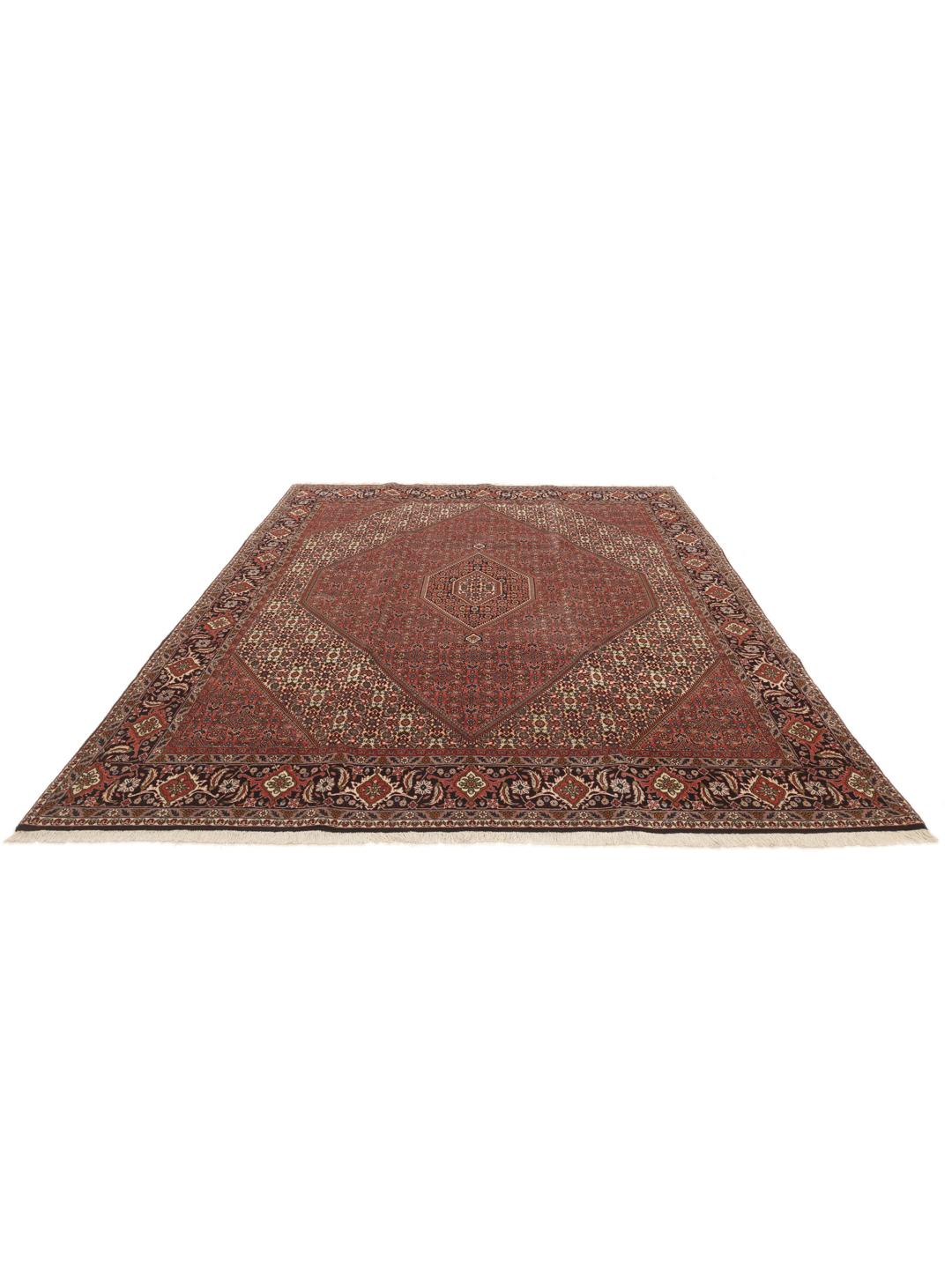 Hand-knotted Bidjar rug from the Middle East in deep red and beige tones