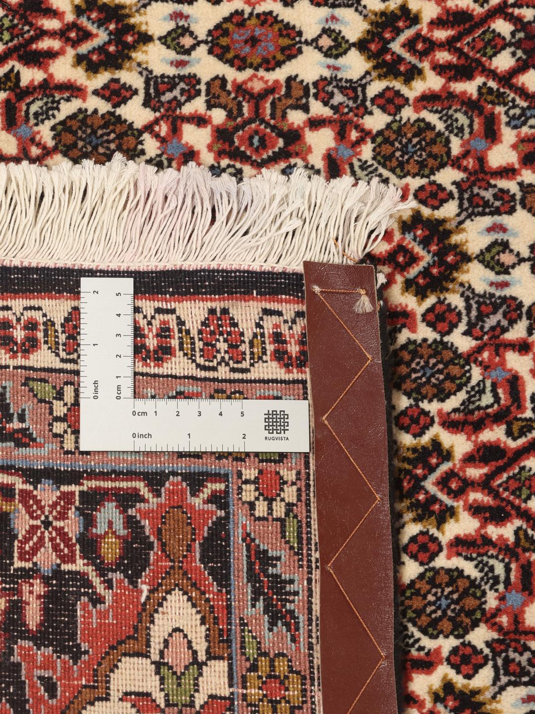 Hand-knotted Bidjar rug from the Middle East in deep red and beige tones