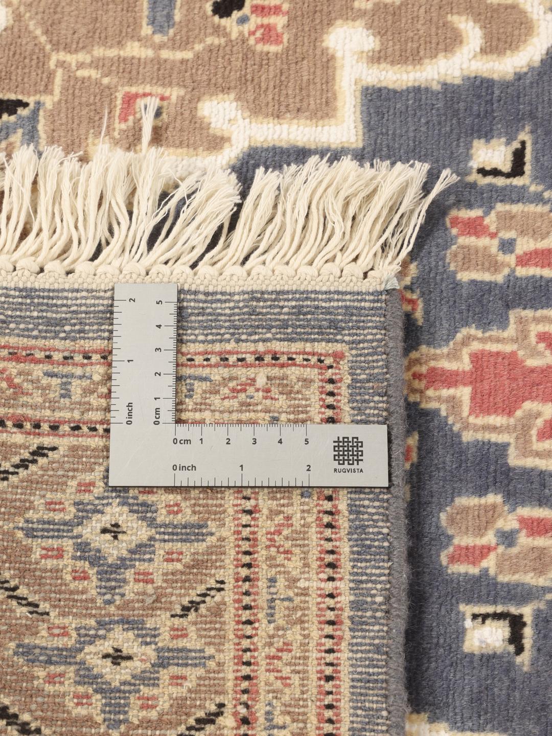 Met de hand geknoopt Pakistan Bokhara tapijt in blauw met traditionele patronen