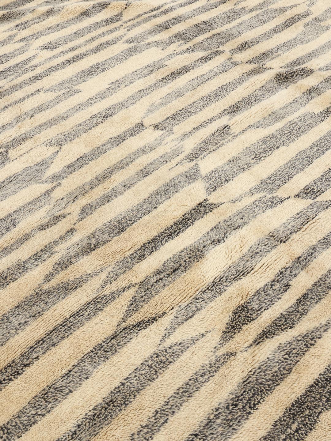 Handgeknoopt Marokkaans Beni Ourain-tapijt in beige en grijs