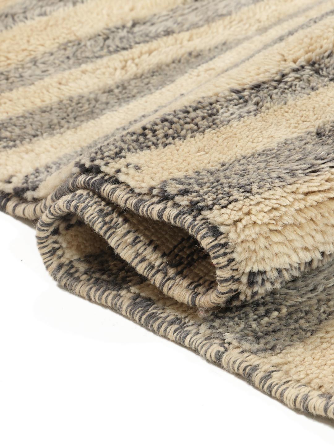 Handgeknoopt Marokkaans Beni Ourain-tapijt in beige en grijs
