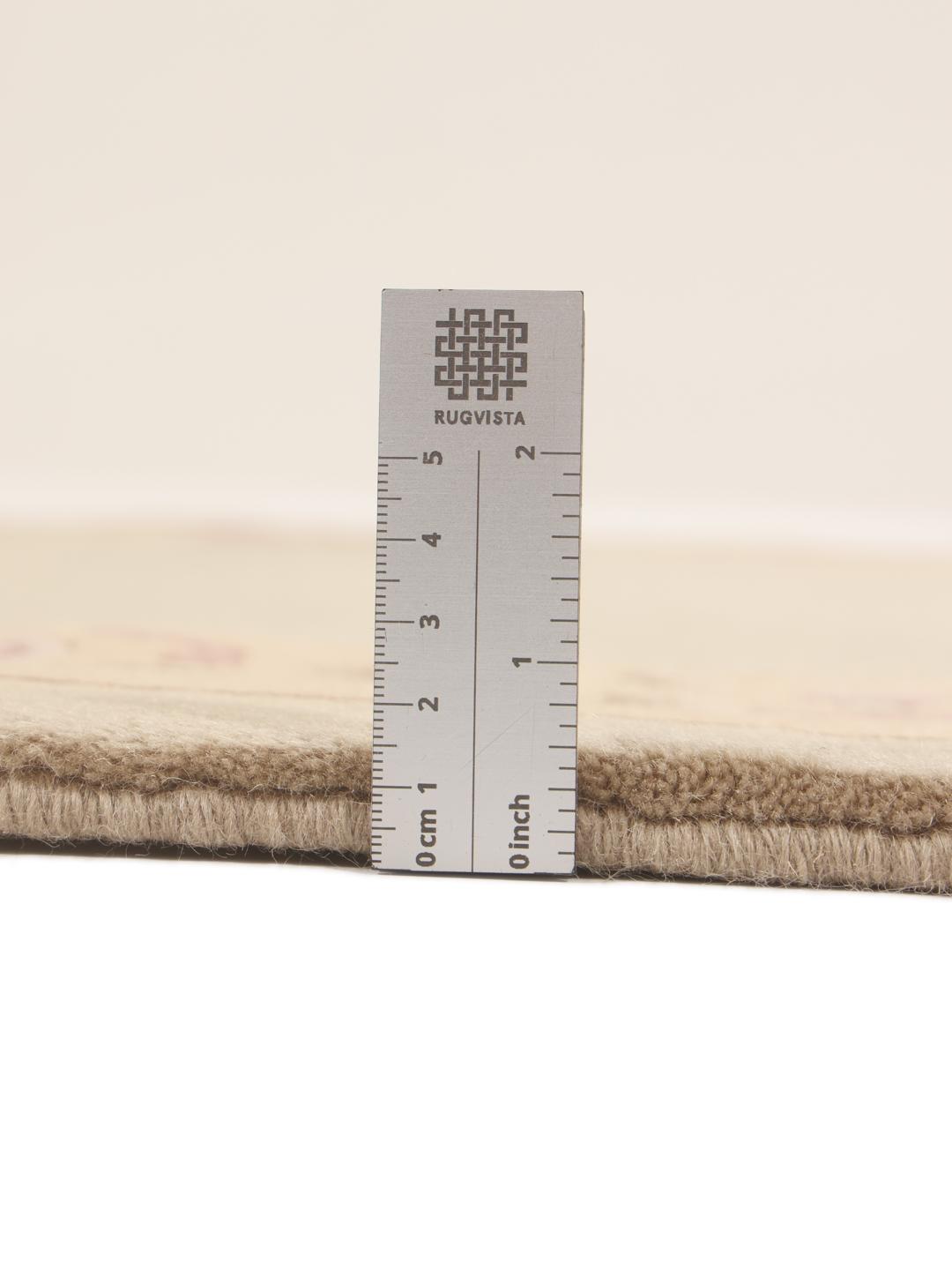 Handgeknoopt Chinees tapijt met bloemmotieven in beige