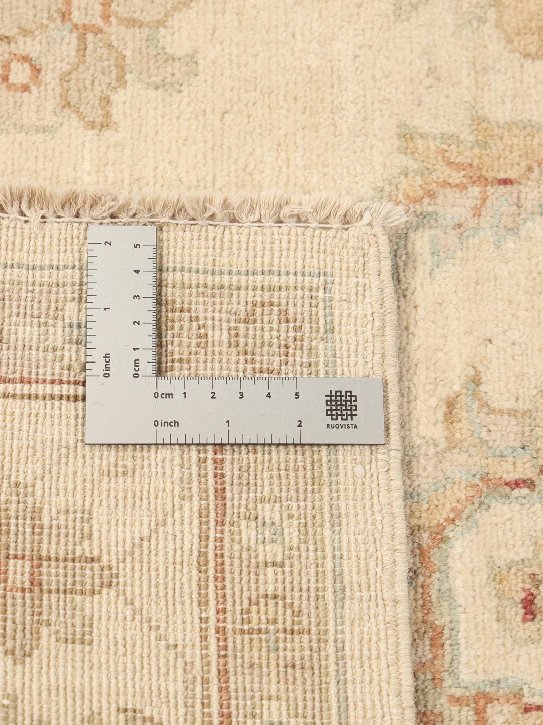 Handgeknoopt Ziegler-tapijt uit Afghanistan in beige met bloemmotieven