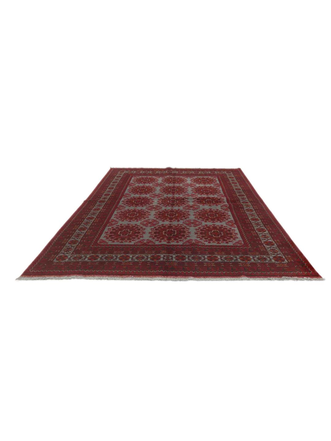 Hand-knotted Afghan Khal Mohammadi rug in deep red