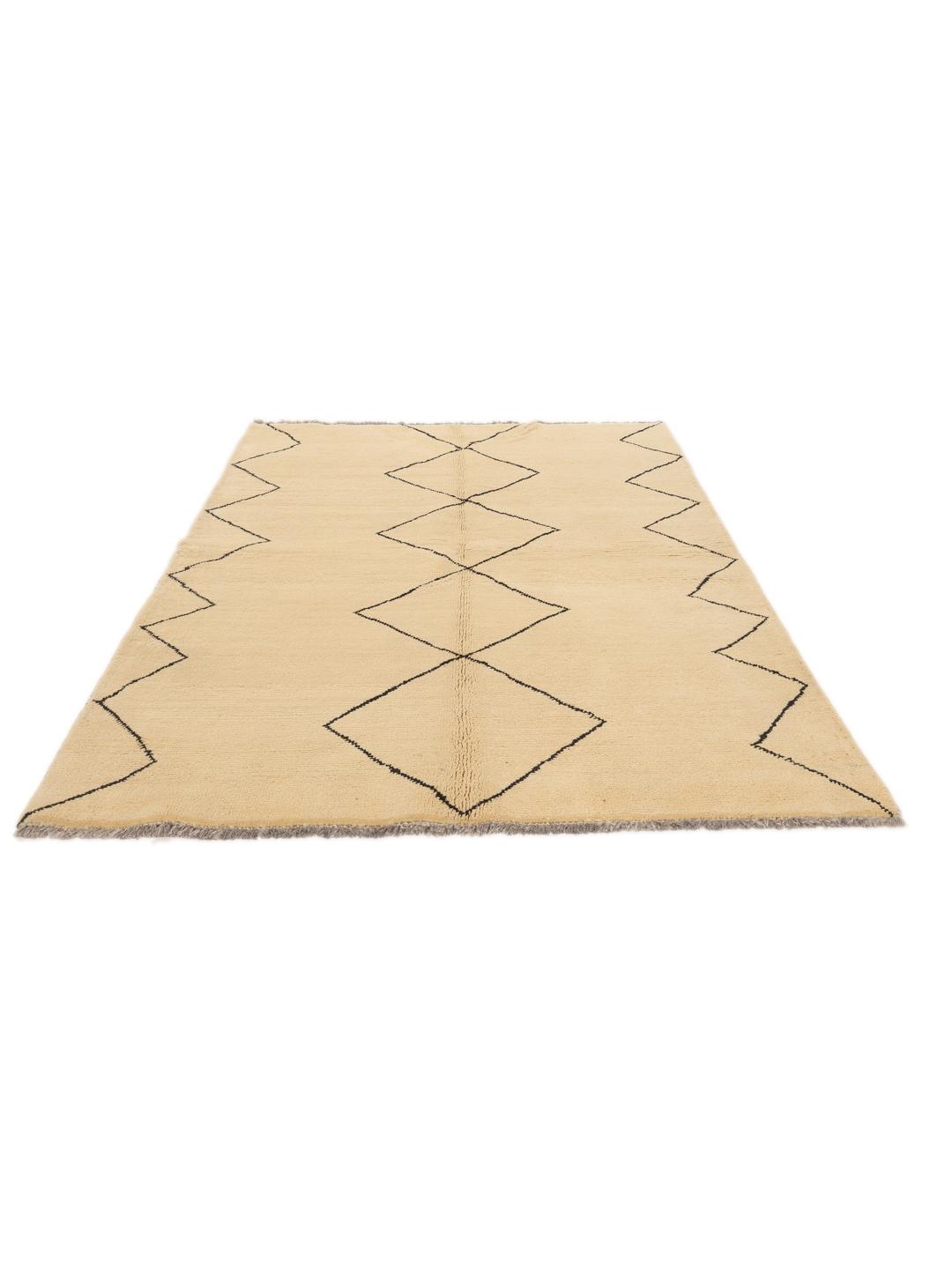 Hand-knotted Berber Style rug from the Middle East in beige with geometric patterns