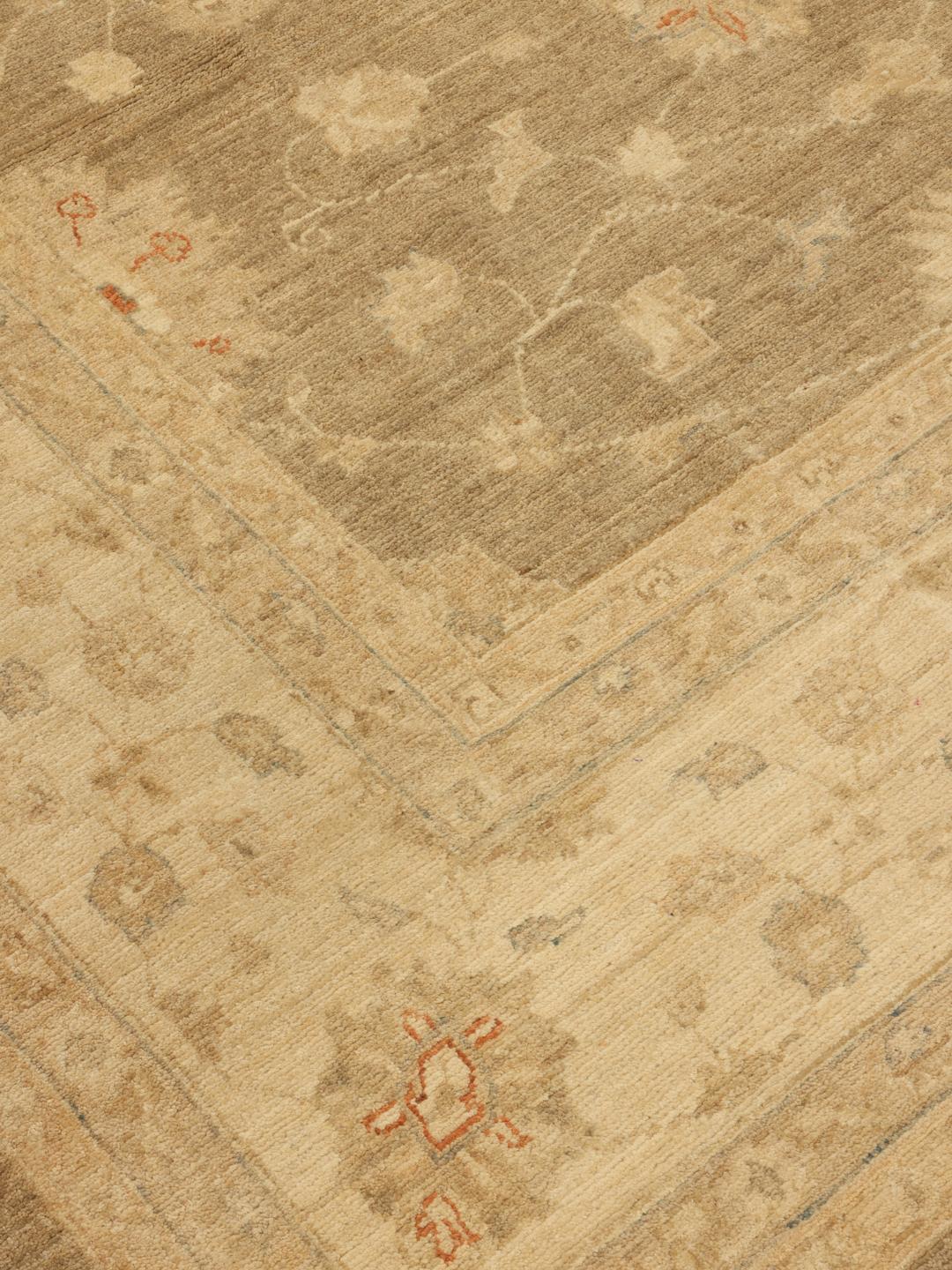 Hand-knotted Ziegler rug from Afghanistan in beige and earthy tones