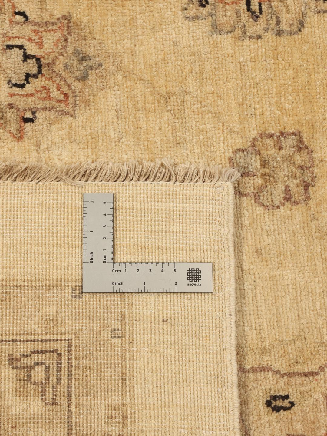 Handmade Ziegler rug from Afghanistan in beige and black with floral motifs