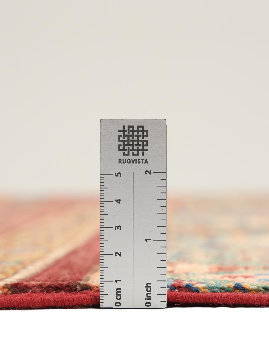Covor afgan înnodat manual cu modele geometrice în culori multiple