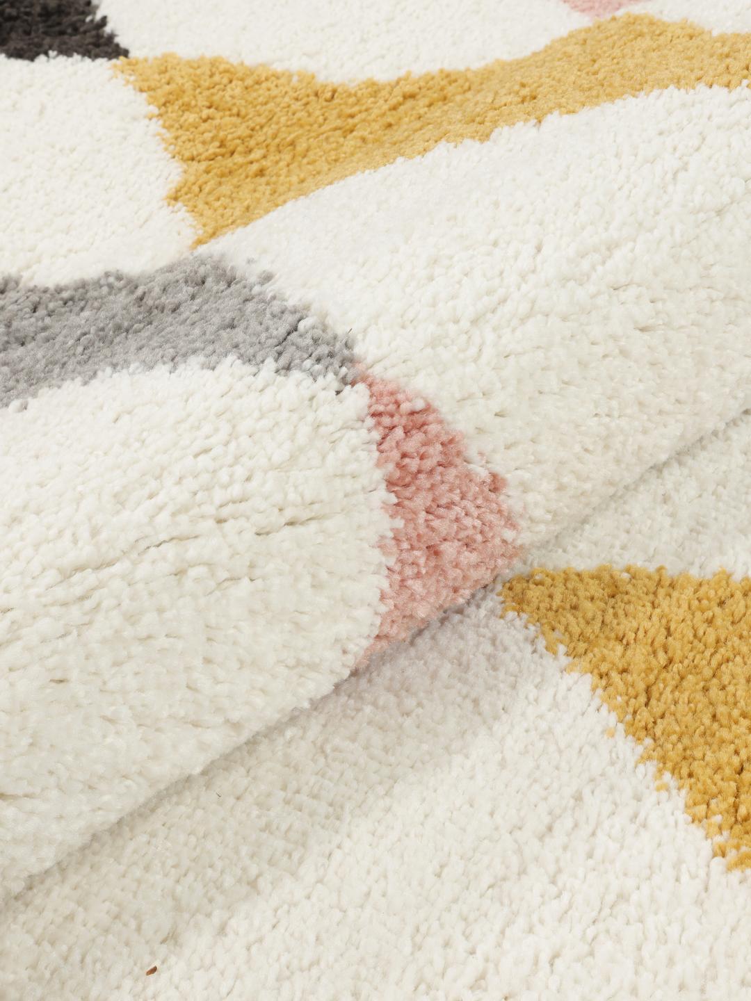 Multicolour tapijt met ruitpatroon en franjes