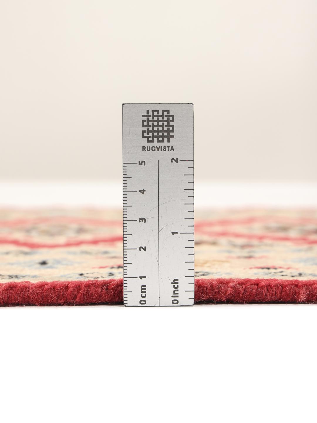 Hand-knotted Pakistan Bokhara 2ply rug in red and beige wool