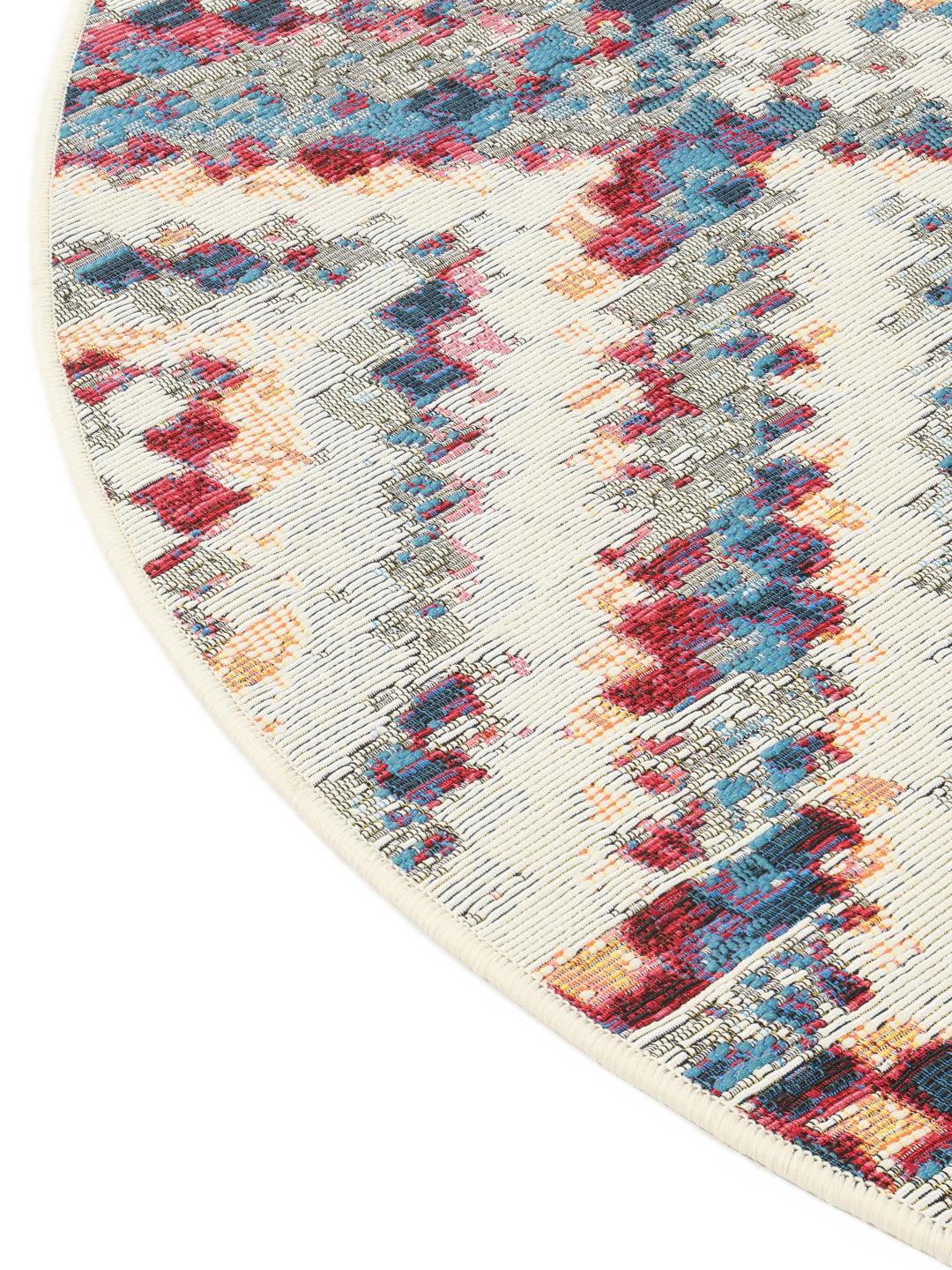 Multicolor rond vloerkleed met geometrische patronen