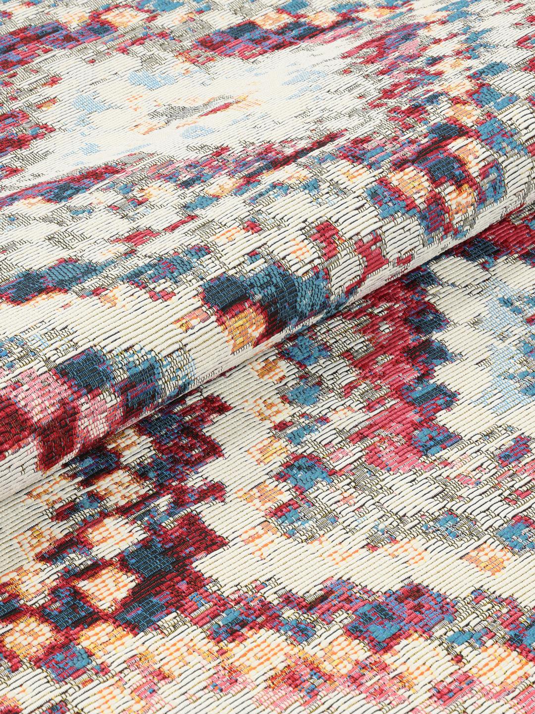 Multicolor rond vloerkleed met geometrische patronen