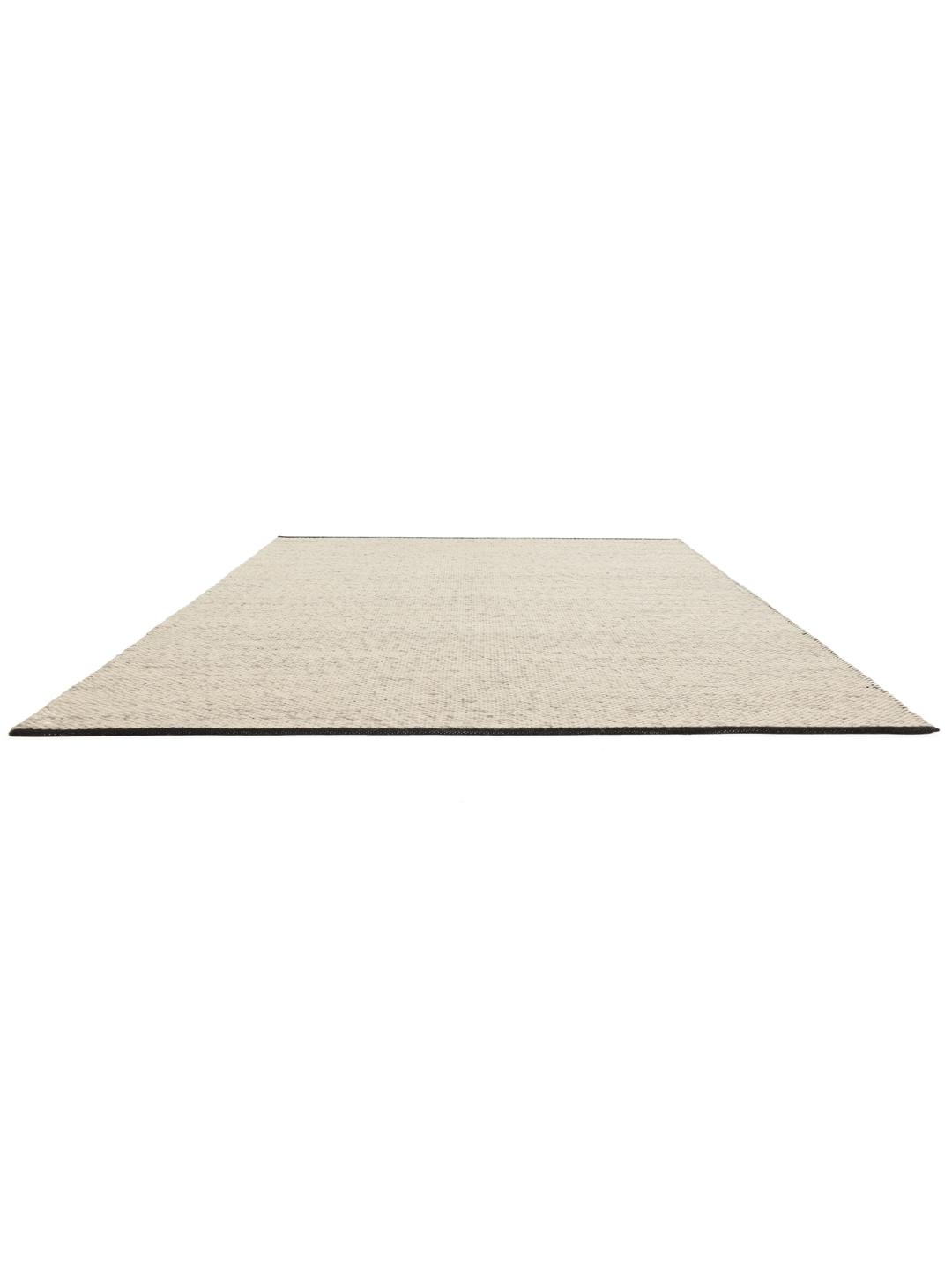 Vierkant handgeweven tapijt in lichtbeige en beige met zwarte details