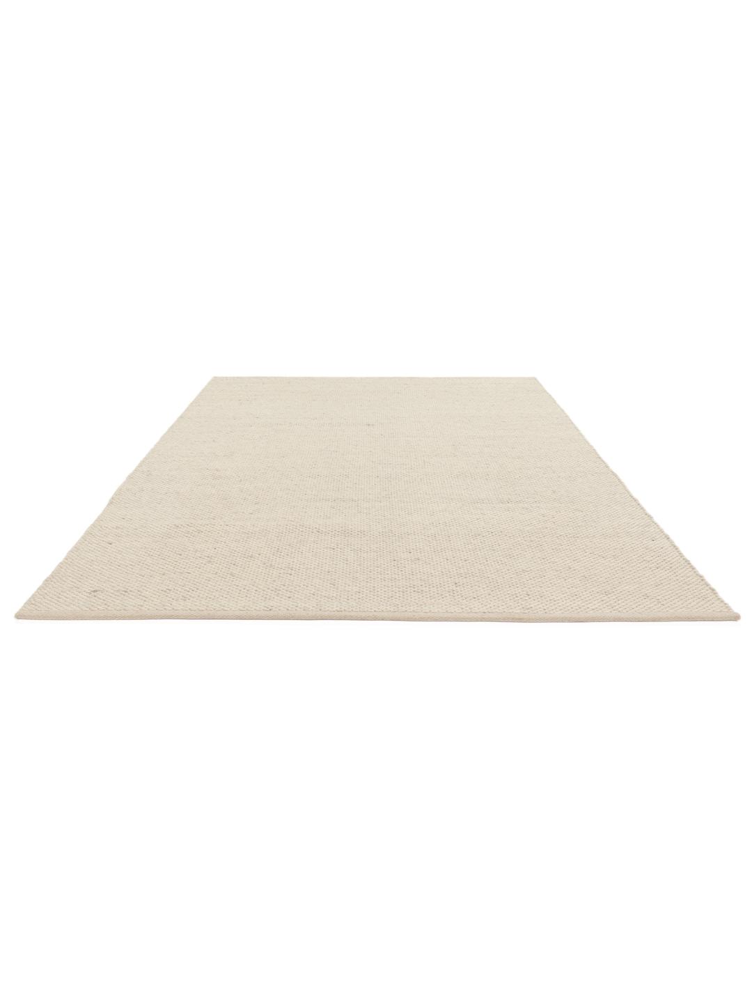 Håndvævet beige uldtæppe
