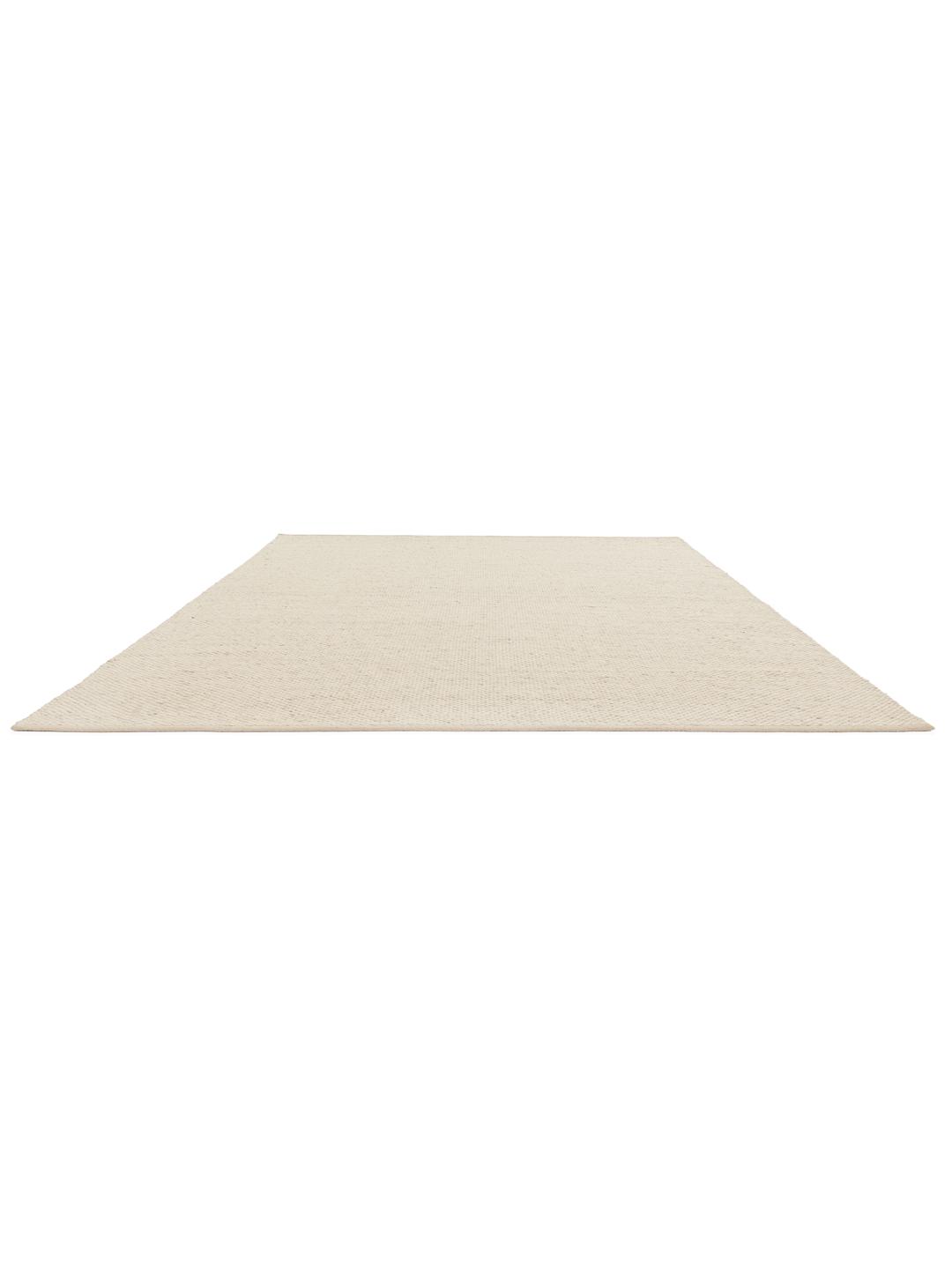 Vierkant lichtbeige wollen tapijt met een getextureerd geweven oppervlak