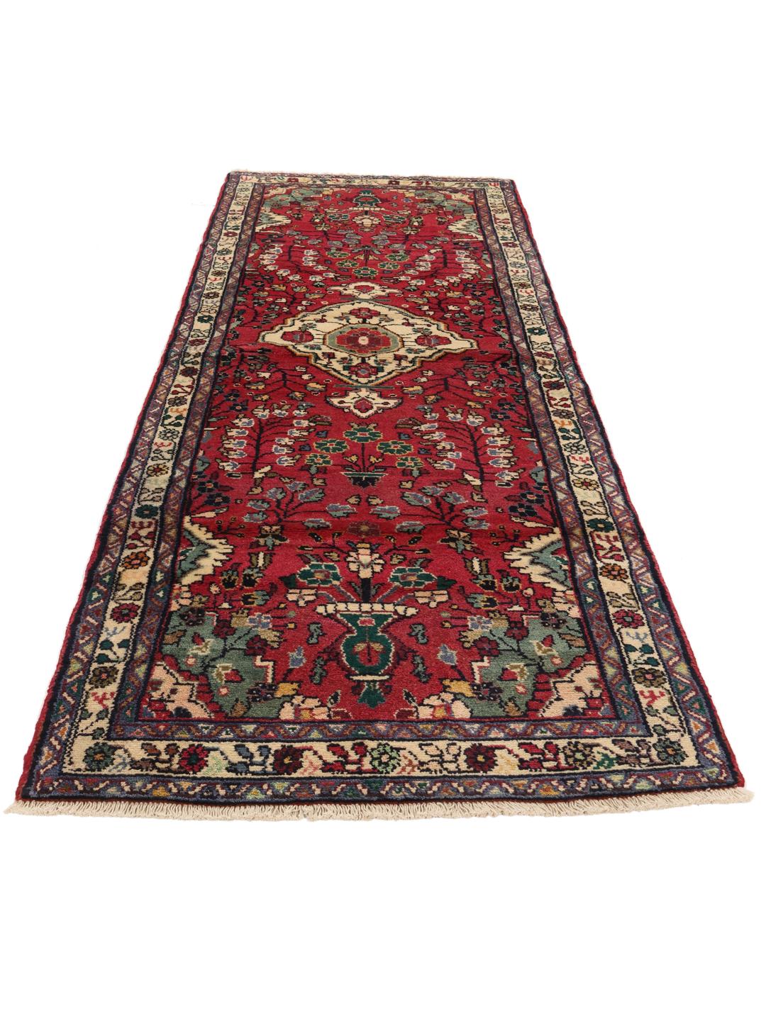 Tapis de couloir Mehraban rouge noué à la main provenant du Moyen-Orient