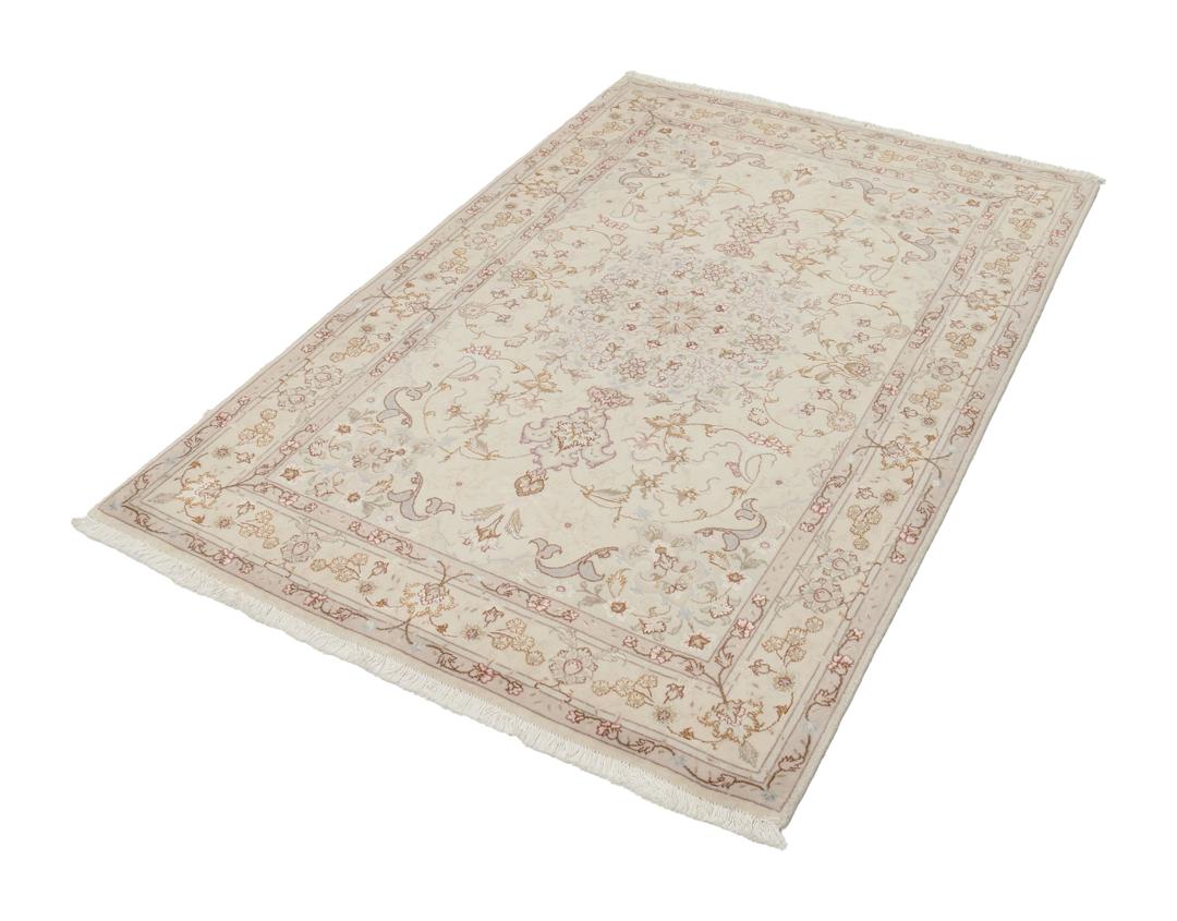 Håndknyttet Tabriz-tæppe fra Mellemøsten i beige