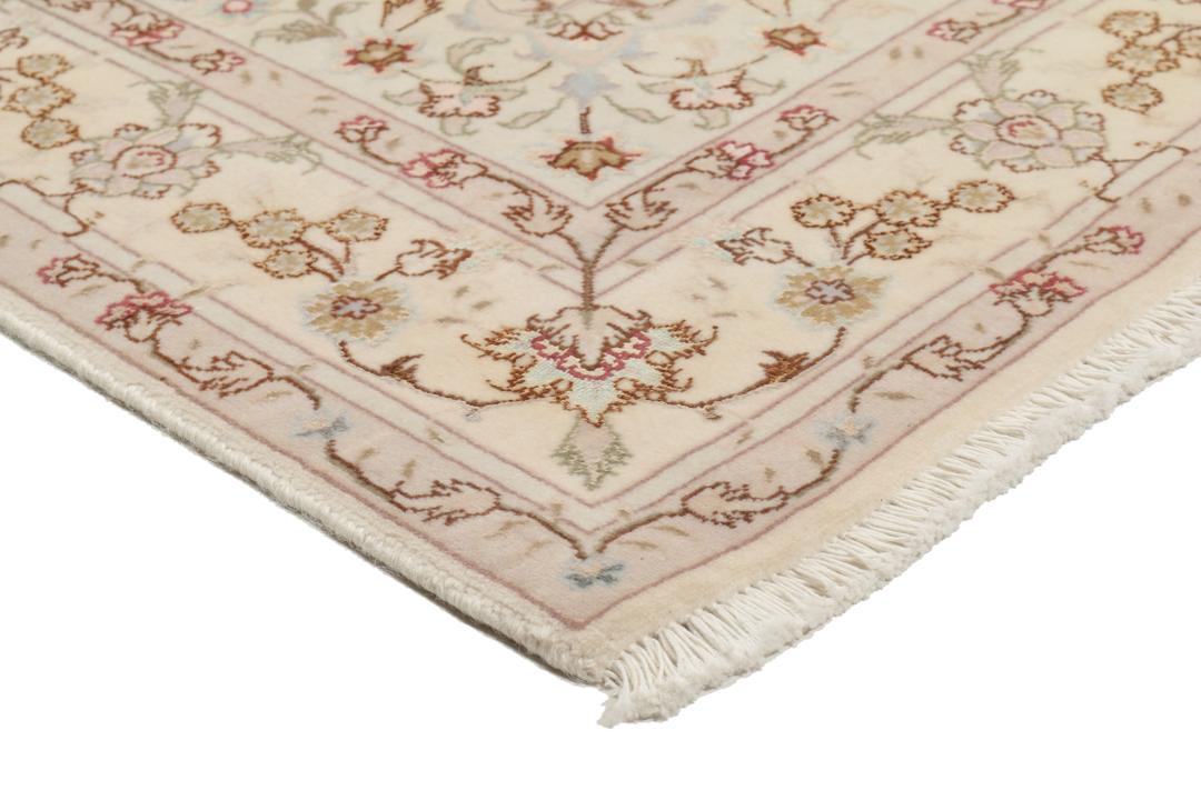 Håndknyttet Tabriz-tæppe fra Mellemøsten i beige