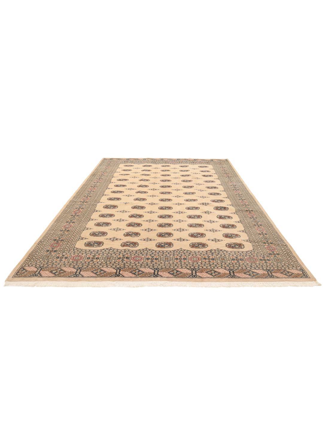 Hand-knotted Pakistan Bokhara rug with a beige wool pile