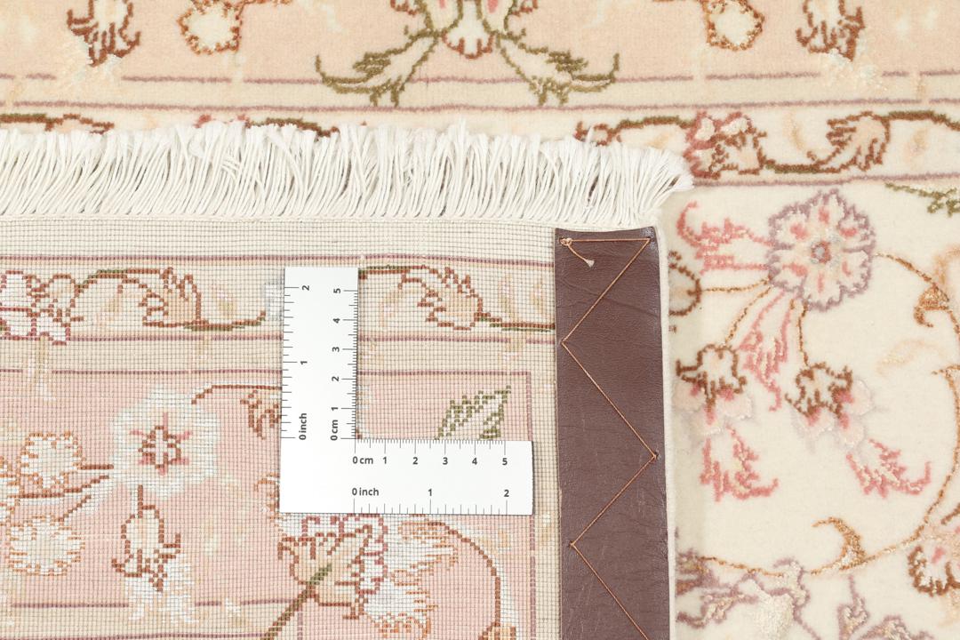 Håndknyttet Tabriz-tæppe fra Mellemøsten med beige blomsterdesign