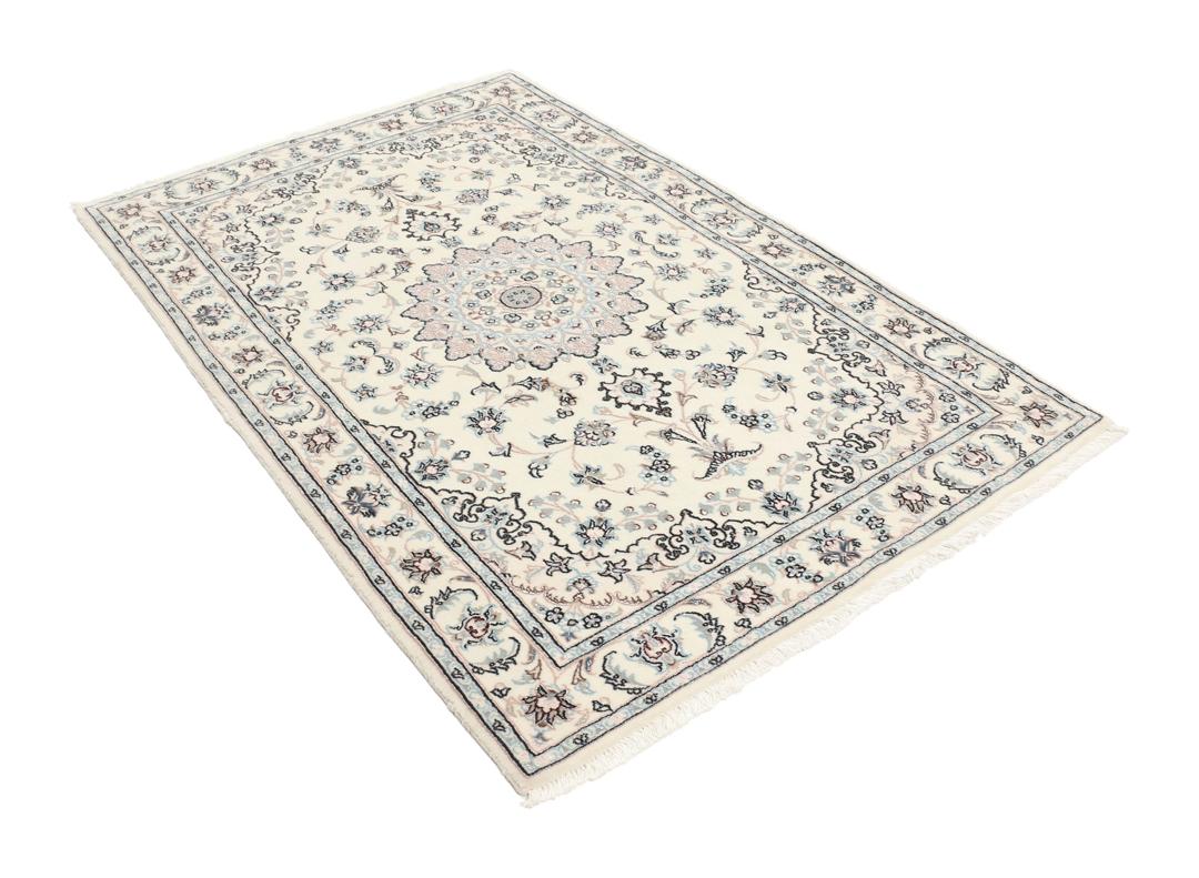Handgeknoopt Nain 6La tapijt uit het Midden-Oosten in beige en blauw