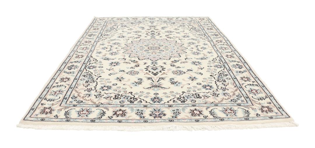 Handgeknoopt Nain 6La tapijt uit het Midden-Oosten in beige en blauw