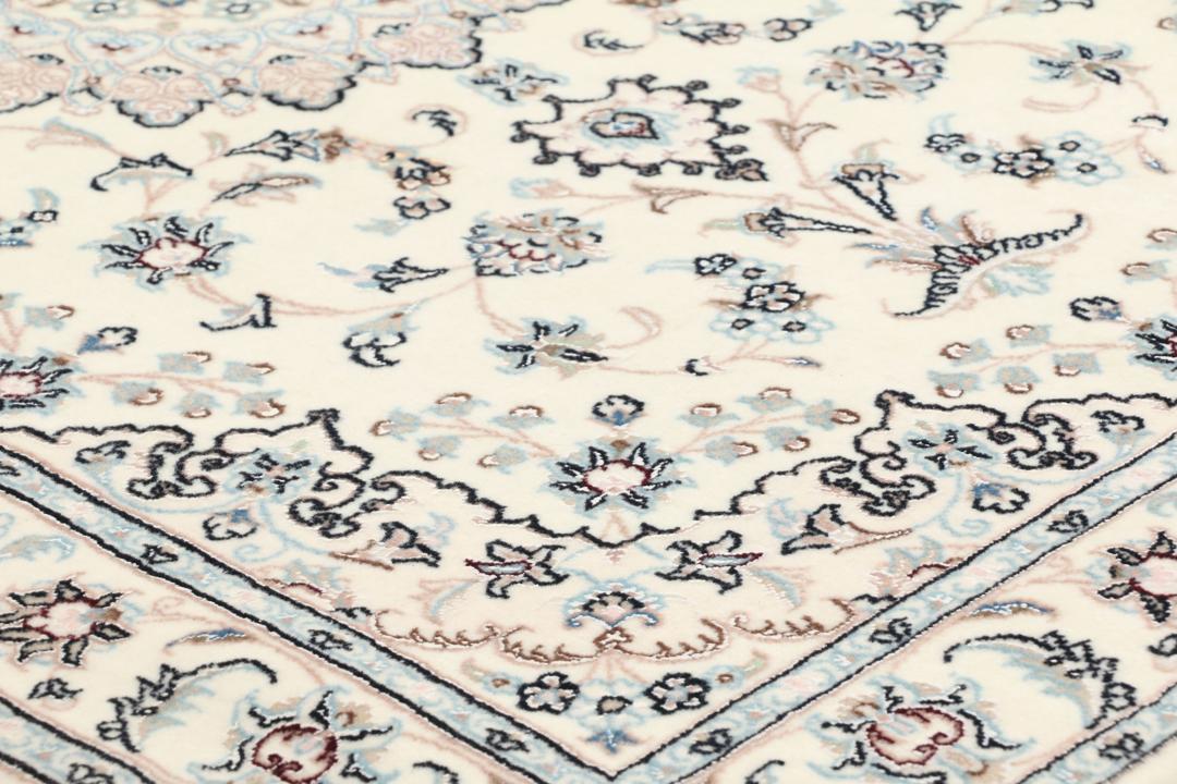 Handgeknoopt Nain 6La tapijt uit het Midden-Oosten in beige en blauw