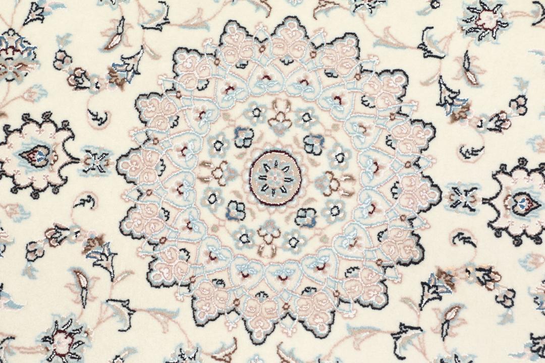 Handgeknoopt Nain 6La tapijt uit het Midden-Oosten in beige en blauw
