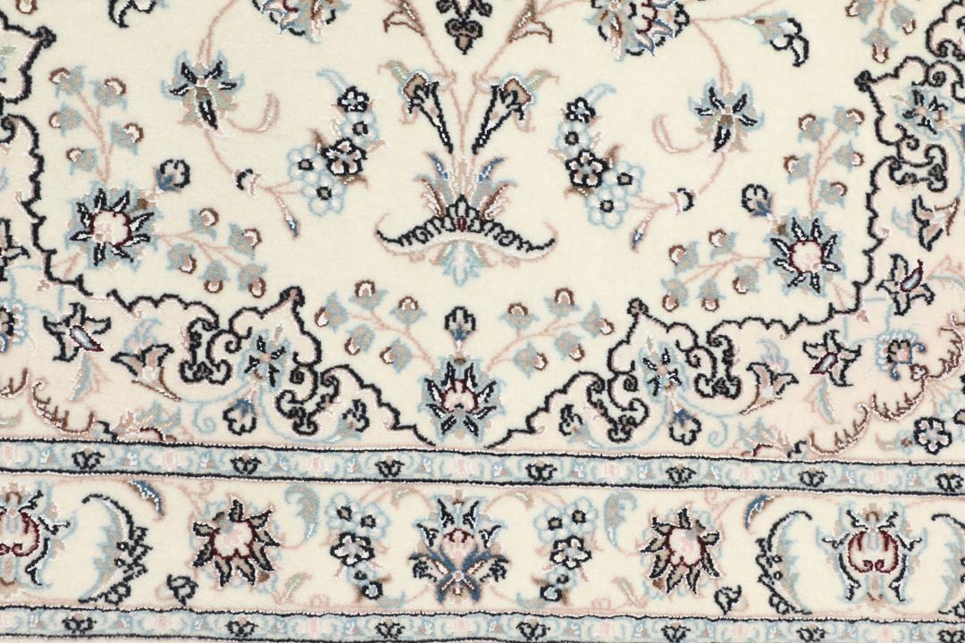 Handgeknoopt Nain 6La tapijt uit het Midden-Oosten in beige en blauw